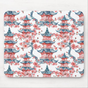Chinesische Pagode mit Kirschblüten (6) Mousepad