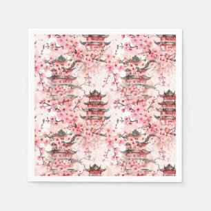 Chinesische Pagode mit Kirschblüten (7) Serviette