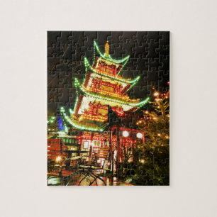 Chinesische Pagode nachts Puzzle