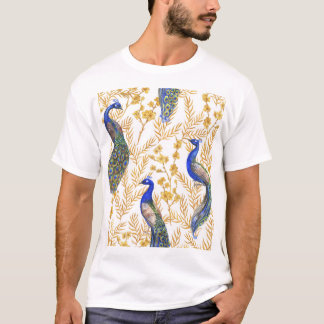 Chinesische Pfauen, goldene Sakura, Aquarell. T-Shirt