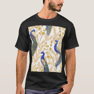 Chinesische Pfauen, goldene Sakura, Aquarell. T-Shirt