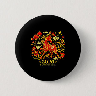 Chinesische Pferde-Zodiak-Feier Button