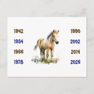 Chinesische Pferdejahre 1942 bis 2026 Postkarte