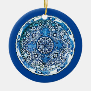 Chinesische Porzellanplatte, Kobalt blau Keramik Ornament