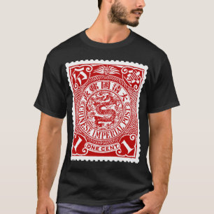 Chinesische Postage-Briefmarke in Rotem T - Shirt