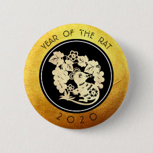Chinesische Ratte Neujahr 2020 Papierschnitt 4 RB Button