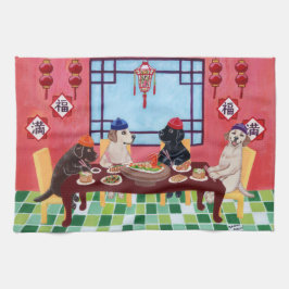 Chinesische Restaurant-Malerei Labradors Handtuch