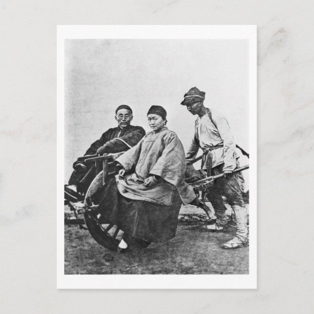 Chinesische Rickshaw, c.1870 (b/w-Foto) Postkarte (Vorderseite)