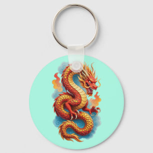 Chinesische rote Drache-feuer-Illustration Schlüsselanhänger