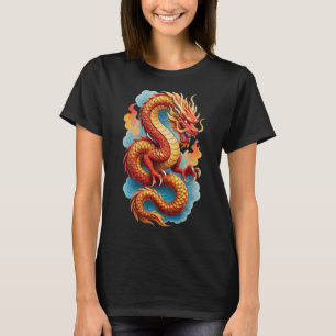 Chinesische rote Drache-feuerrote Illustration-675 T-Shirt
