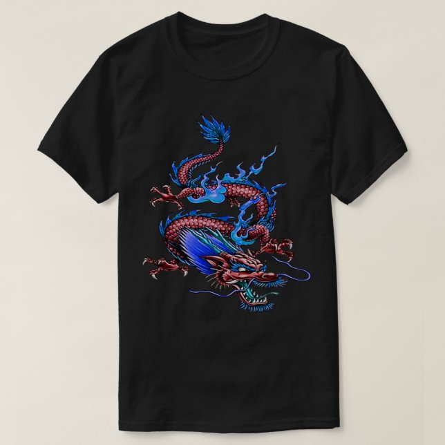 Chinesische Rote Gutes Glück Drache Mythische Krea T-Shirt (Design vorne)