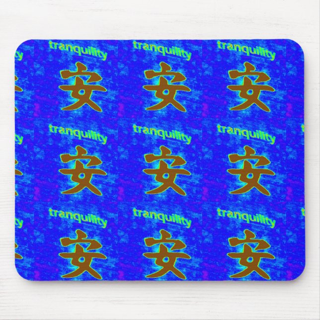 Chinesische Ruhe Symbol blaues Mousepad (Vorne)