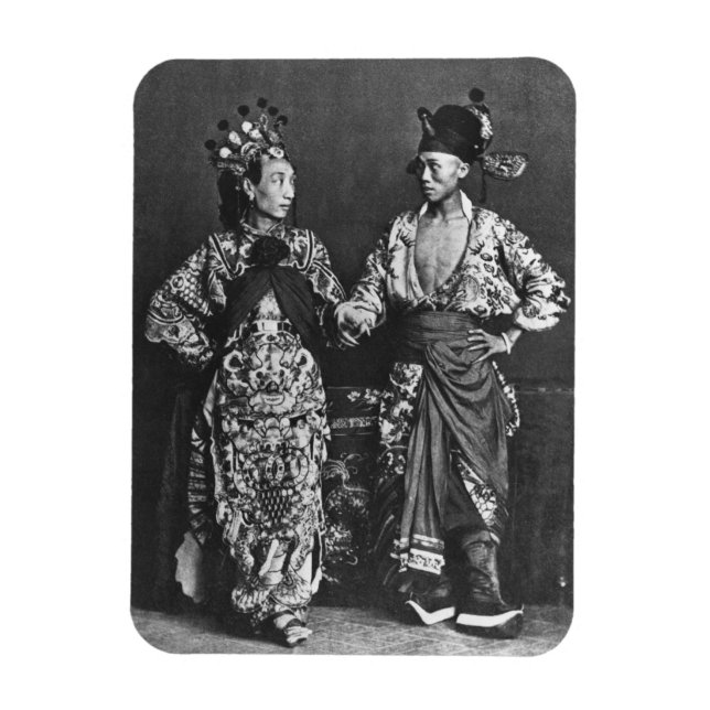 Chinesische Schauspieler, c.1870 (b/w-Foto) Magnet (Vertikal)