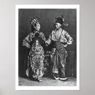 Chinesische Schauspieler, c.1870 (b/w-Foto) Poster