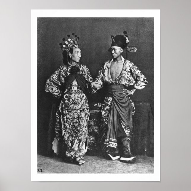 Chinesische Schauspieler, c.1870 (b/w-Foto) Poster (Vorne)