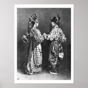 Chinesische Schauspieler von hinten, c.1870 (b/w-F Poster