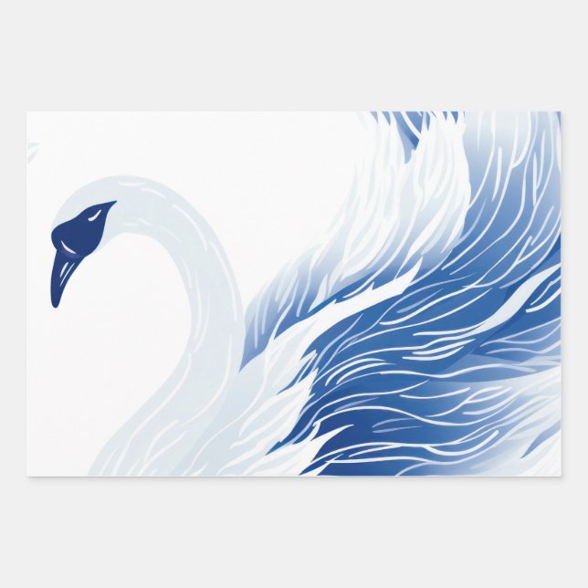 Chinesische Schwanenflügel Muster Geschenktasche Geschenkpapier Set (Vorderseite 3)