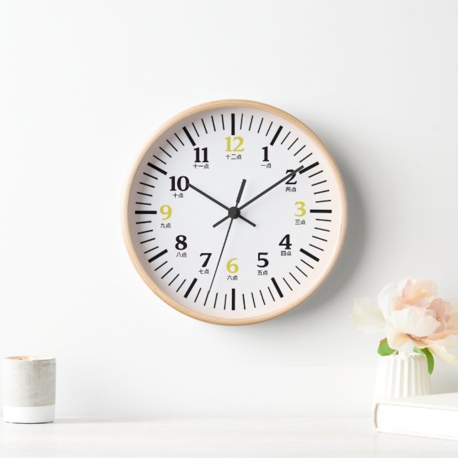 Chinesische schwarze Goldnummern Uhr (Zuhause)