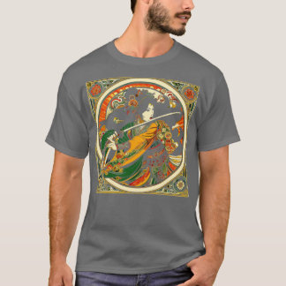 Chinesische Schwertfrau im Jugendstil von Mucha T-Shirt