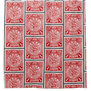 Chinesische Seite Briefmarke Design Dragon Postkar Duschvorhang