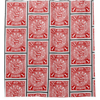 Chinesische Seite Briefmarke Design Dragon Postkar Duschvorhang