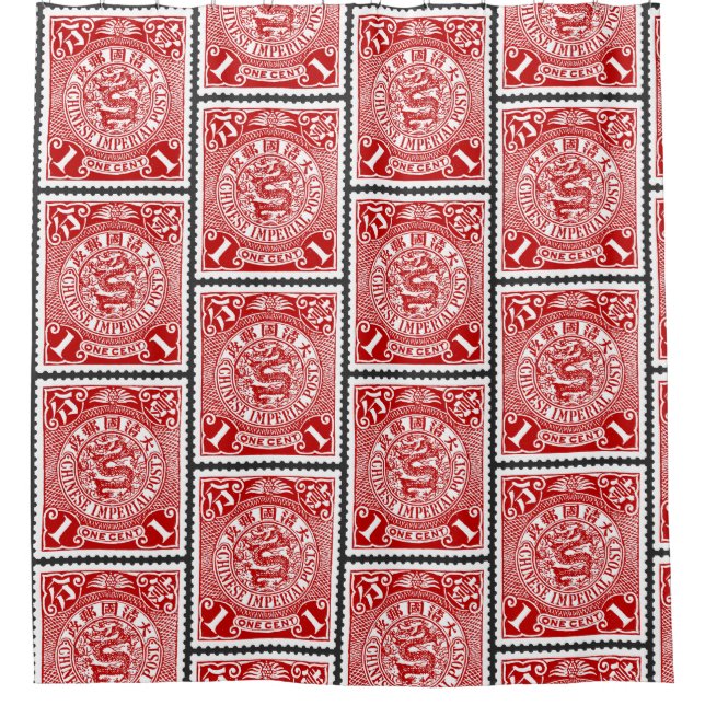Chinesische Seite Briefmarke Design Dragon Postkar Duschvorhang (Vorderseite)