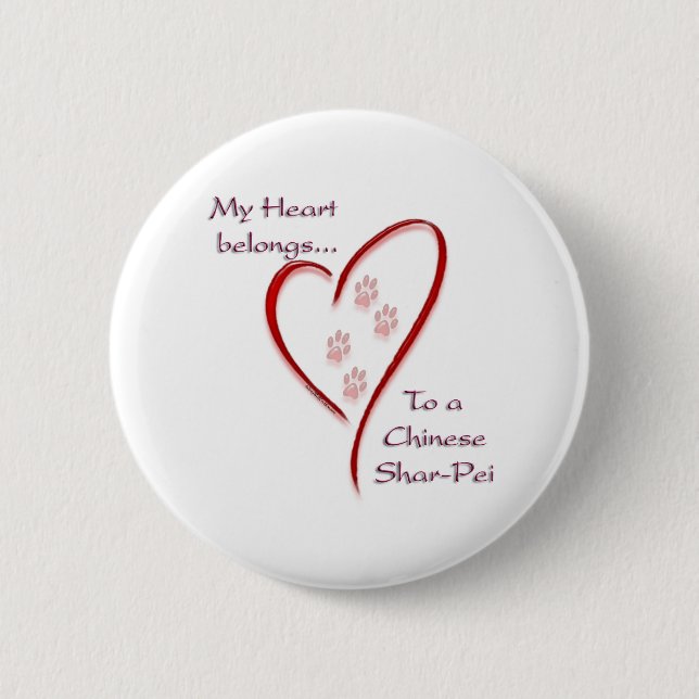 Chinesische Shar-Pei-Herzbelange Button (Vorderseite)