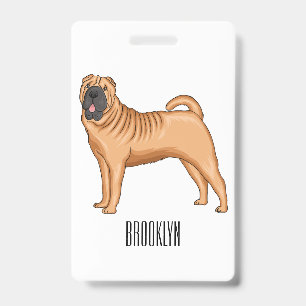Chinesische Shar-Pei-Hund-Comic-Illustration Ausweis