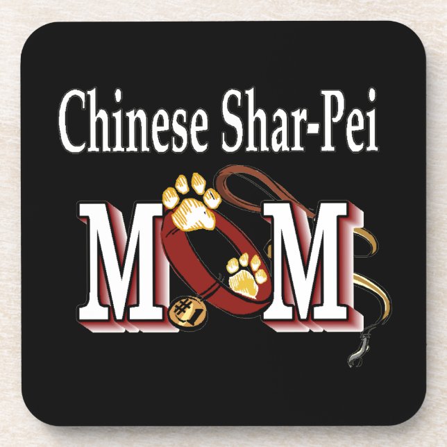 Chinesische Shar-Pei-Hunde-Mama Getränkeuntersetzer (Vorderseite)