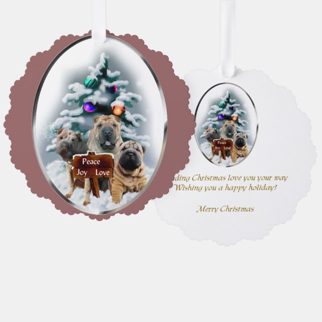 Chinesische Shar-Pei-Weihnachtsgeschenke Ornament Karte (Vorderseite/Rückseite)
