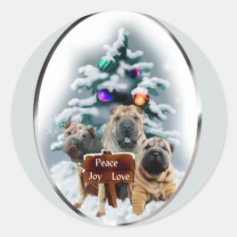 Chinesische Shar-Pei-Weihnachtsgeschenke Runder Aufkleber