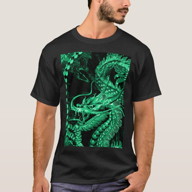 Chinesische Smaragdkaiser-Drache-Kunst T-Shirt (Vorderseite)