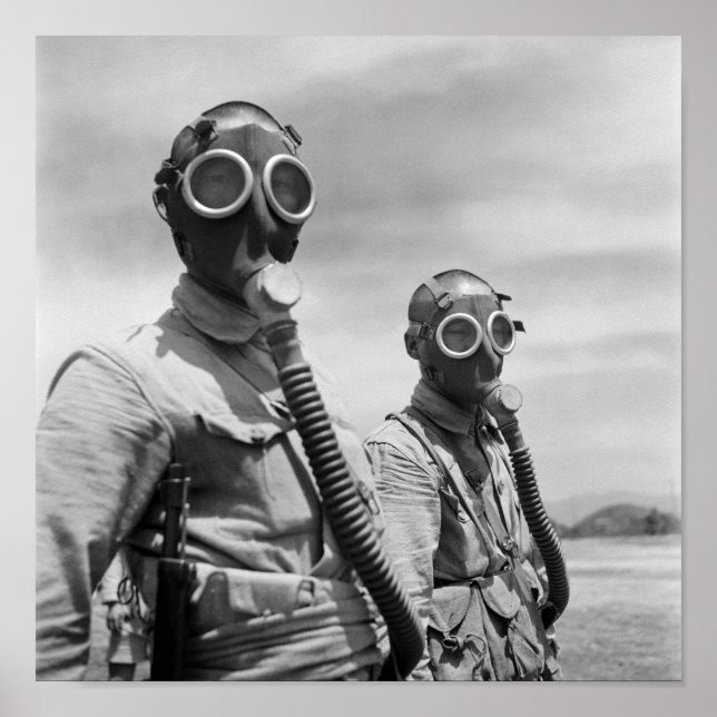 Chinesische Soldaten mit Gasmasken -1944 Poster (Vorne)
