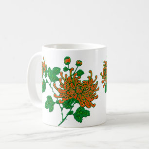 Chinesische Spider Chrysanthemen in Mandarin Orang Kaffeetasse