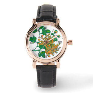 Chinesische Spinnenchrysanthemen - hellorange Armbanduhr