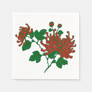 Chinesische Spinnenchrysanthemen - tief rot Serviette