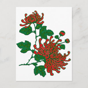 Chinesische Spinnenchrysanthemen - tiefrot Postkarte