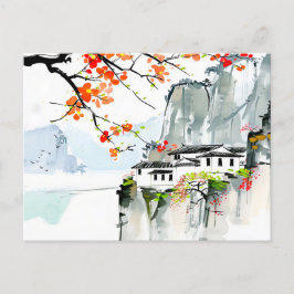 Chinesische Springtime in einem Bergdorf Postkarte