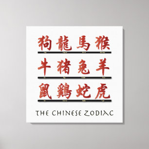 Chinesische Sternzeichen in Rot Leinwanddruck