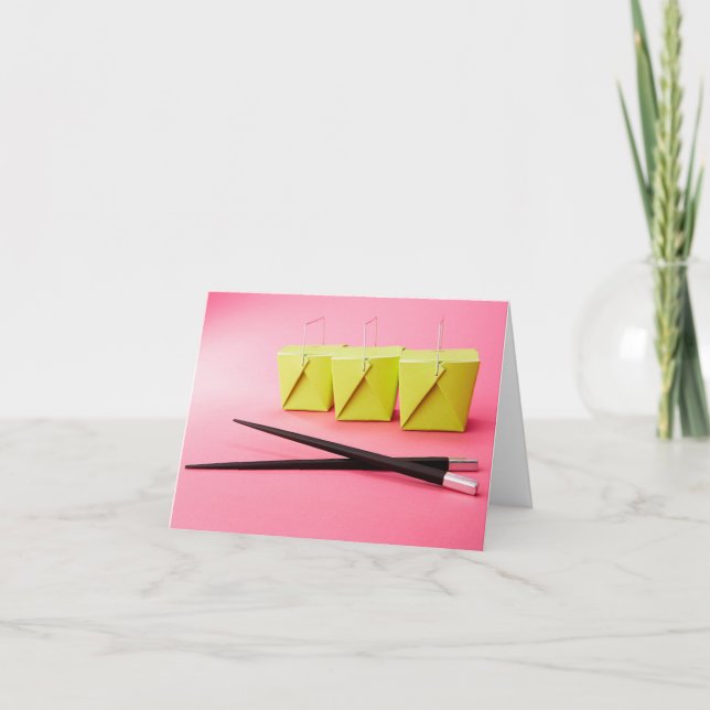 Chinesische Takeout- und Chopsticks-Note-Karte Karte (Vorderseite)