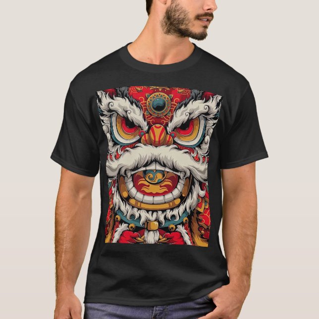 Chinesische Tanzlion - farbenfrohe Illustration T-Shirt (Vorderseite)
