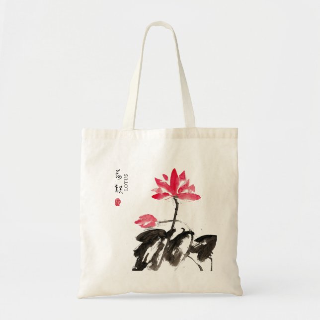 Chinesische Tasche Watercolor Floral Lotus (Vorne)