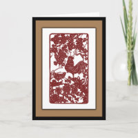 Chinesische Tierkreis-Hahn Papercut Szene