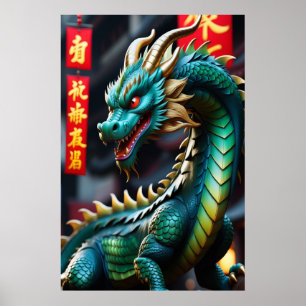 Chinesische Tierkreis-Kunst Jahr des Drachen Glowp Poster