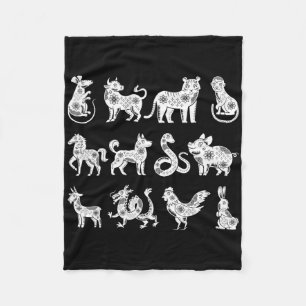 Chinesische Tierkreiszeichen Lunar Chinesisches Ne Fleecedecke