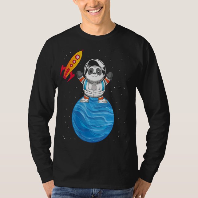 Chinesische Tierreise Panda Astronaut T-Shirt (Vorderseite)