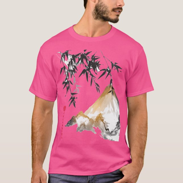 Chinesische Tinte - Berglandschaft mit Bauch T-Shirt (Vorderseite)