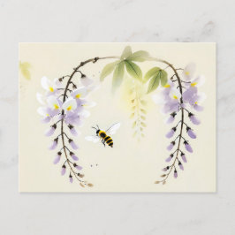 Chinesische Tintenfisch-Biene auf Wisteria Postkarte