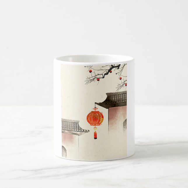Chinesische Tintenkunst, Chinesische Digitale Kuns Kaffeetasse (Mittel)