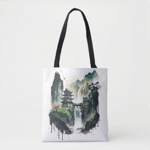 Chinesische Tintenlandschaft mit Wasserfall